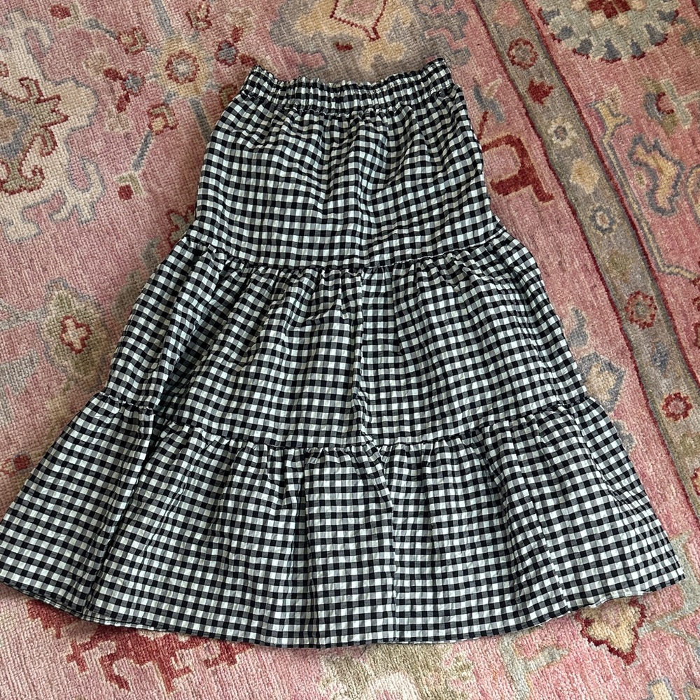 Topshop Gingham Prairie Maxi Skirt